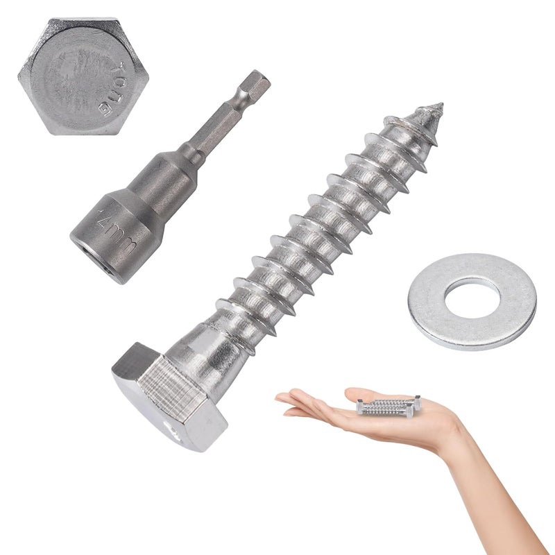 AiVeUao 50 Pack 304 Stainless Steel Wood Lag Screw, 3/8" x 2" Hex Head Lag Bolts, Heavy Duty Hex Head Lag Screws, Wood Screws 18-8 - Image 1